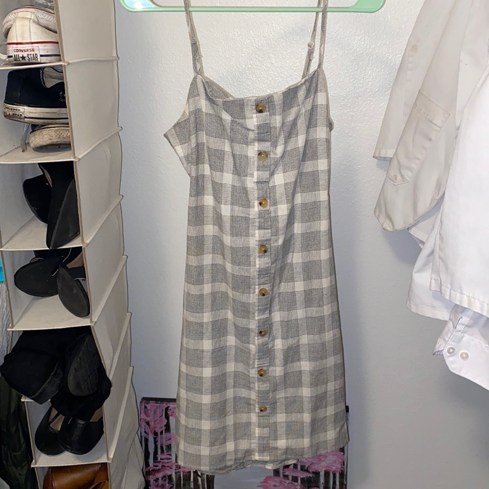 Plaid button dress